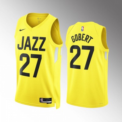 Utah Jazz #27 Rudy Gobert Men's Yellow Nike NBA 2022-23 Icon Edition Jersey Men's